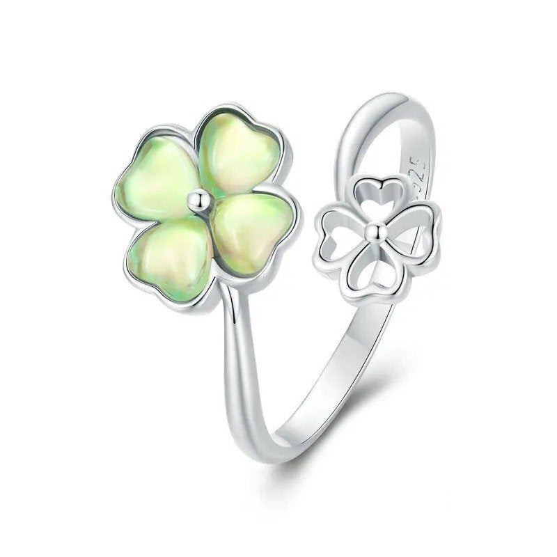 White Gold Plated ⭐Lioran Four-Leaf Clover Ring