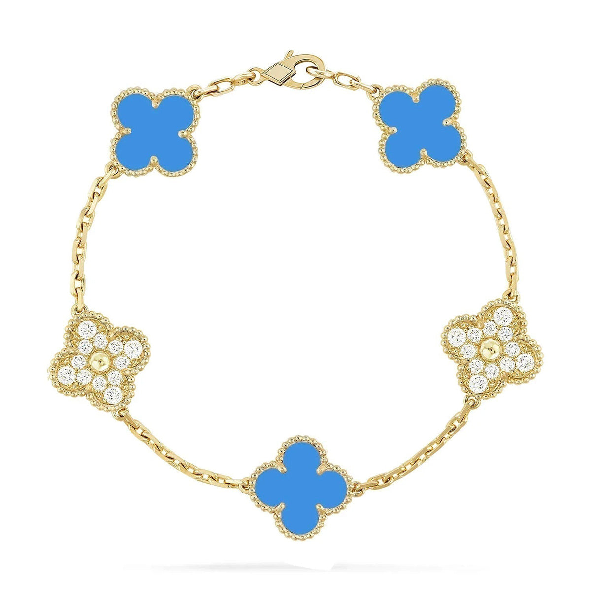 [⭐Lioran] CLOVER 5 MOTIF BLUE AGATE BRACELET COLLECTION