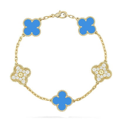 [⭐Lioran] CLOVER 5 MOTIF BLUE AGATE BRACELET COLLECTION