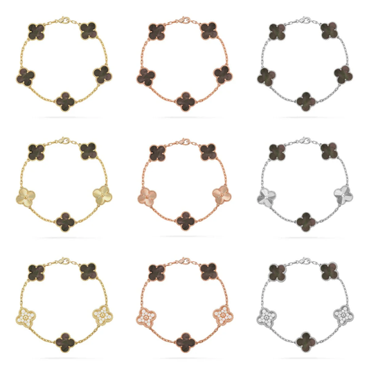 [⭐Lioran] CLOVER 5 MOTIF GRAY MOP BRACELET COLLECTION