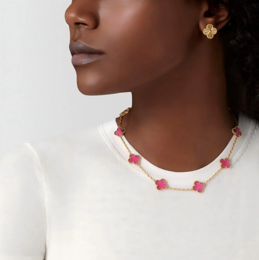 [⭐Lioran]CLOVER 10 MOTIFS  NEW BUBBLE PINK ENAMEL