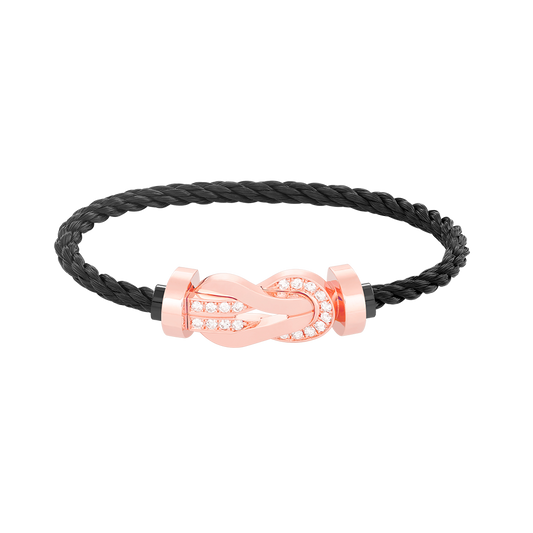 [⭐Lioran]CHANCE LARGE 8 FIGURE BUCKLE HALF DIAMOND BRACELET ROSE GOLD