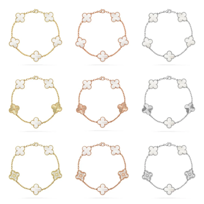 [⭐Lioran]CLOVER WHITE PEARL MOP 5 MOTIF BRACELET COLLECTION