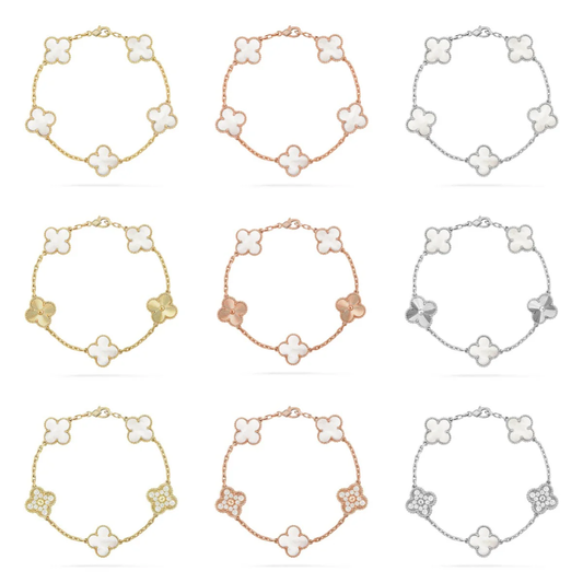 [⭐Lioran]CLOVER WHITE PEARL MOP 5 MOTIF BRACELET COLLECTION
