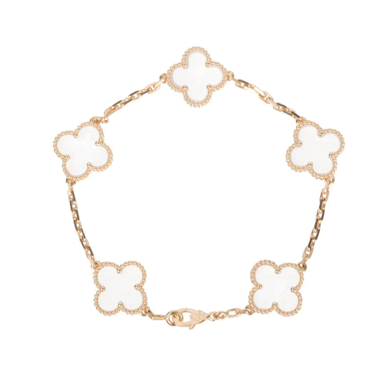 [⭐Lioran]CLOVER 5 MOTIF ROCK CRYSTAL BRACELET
