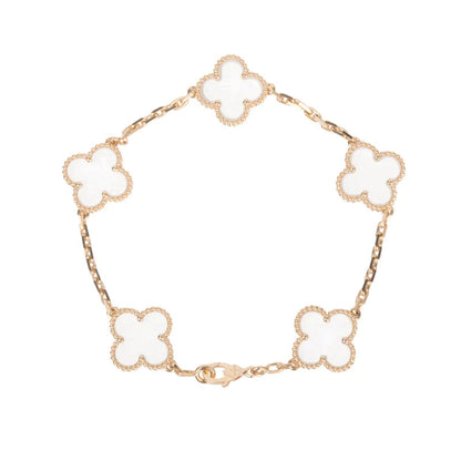 [⭐Lioran]CLOVER 5 MOTIF ROCK CRYSTAL BRACELET
