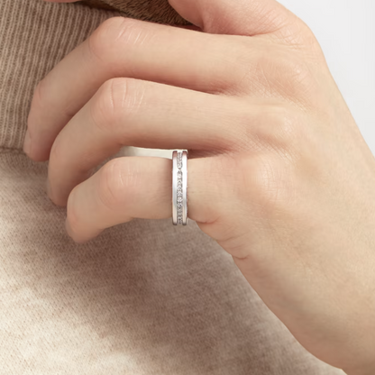 [⭐Lioran]ZERO 1 ONE-BAND PAVED DIAMONDS ON THE SPIRAL RING
