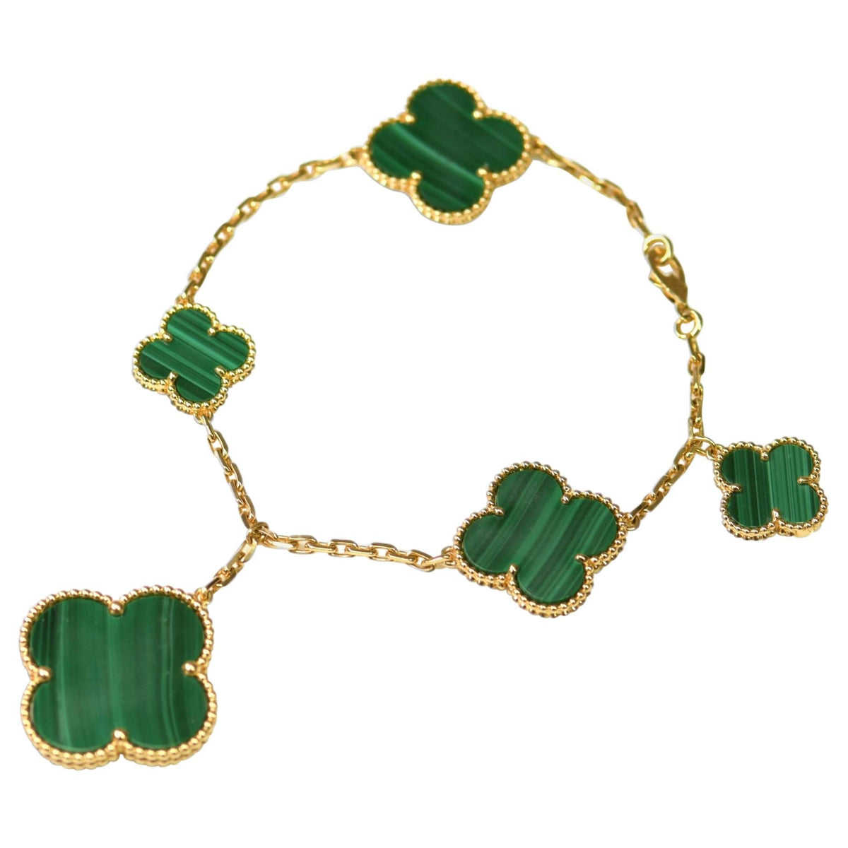 [⭐Lioran]MAGIC CLOVER MALACHITE GOLD BRACELET 5 MOTIFS