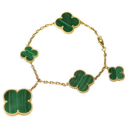 [⭐Lioran]MAGIC CLOVER MALACHITE GOLD BRACELET 5 MOTIFS