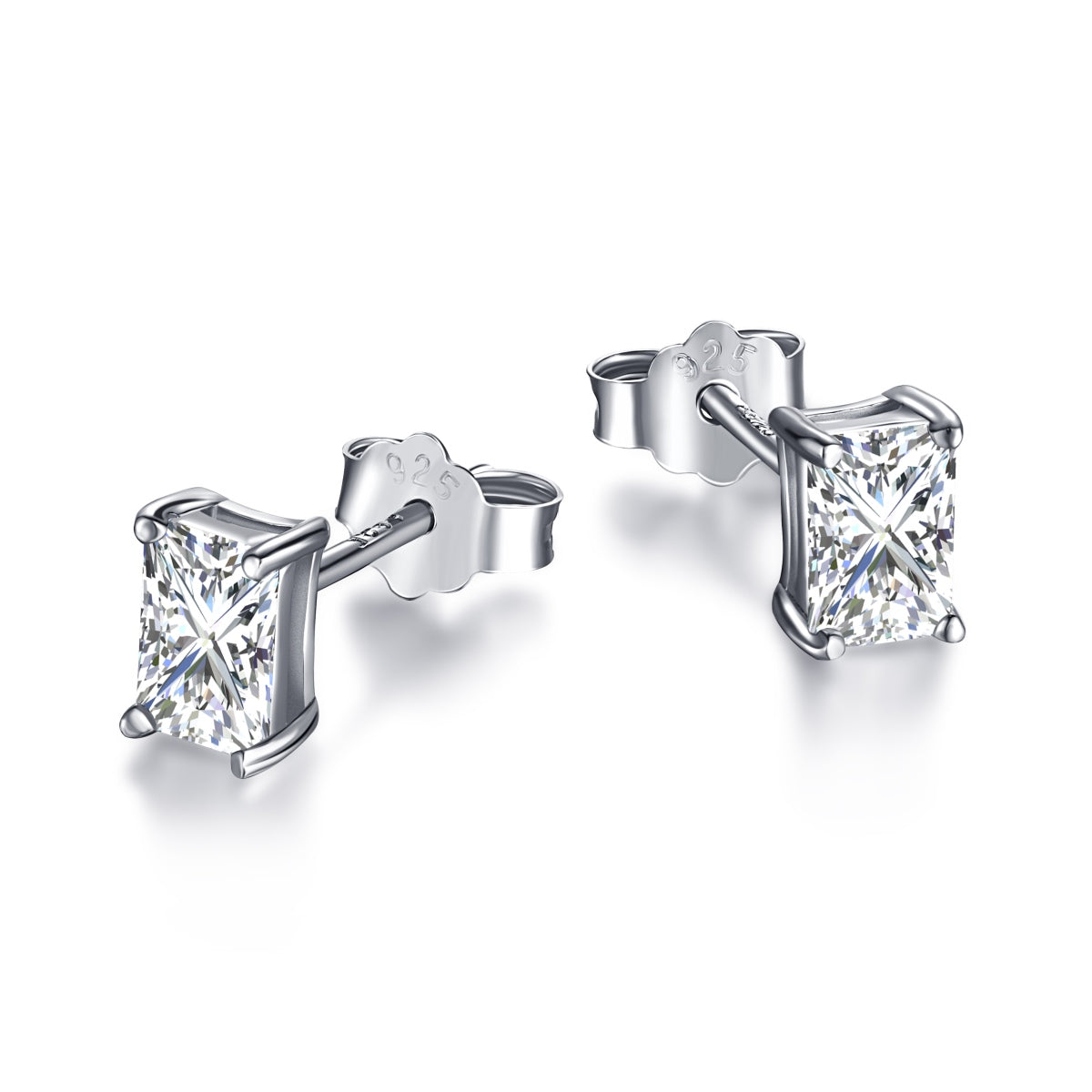 [⭐Lioran Jewelry]Stylish Shiny Rectangular Center Stone Stud Earrings