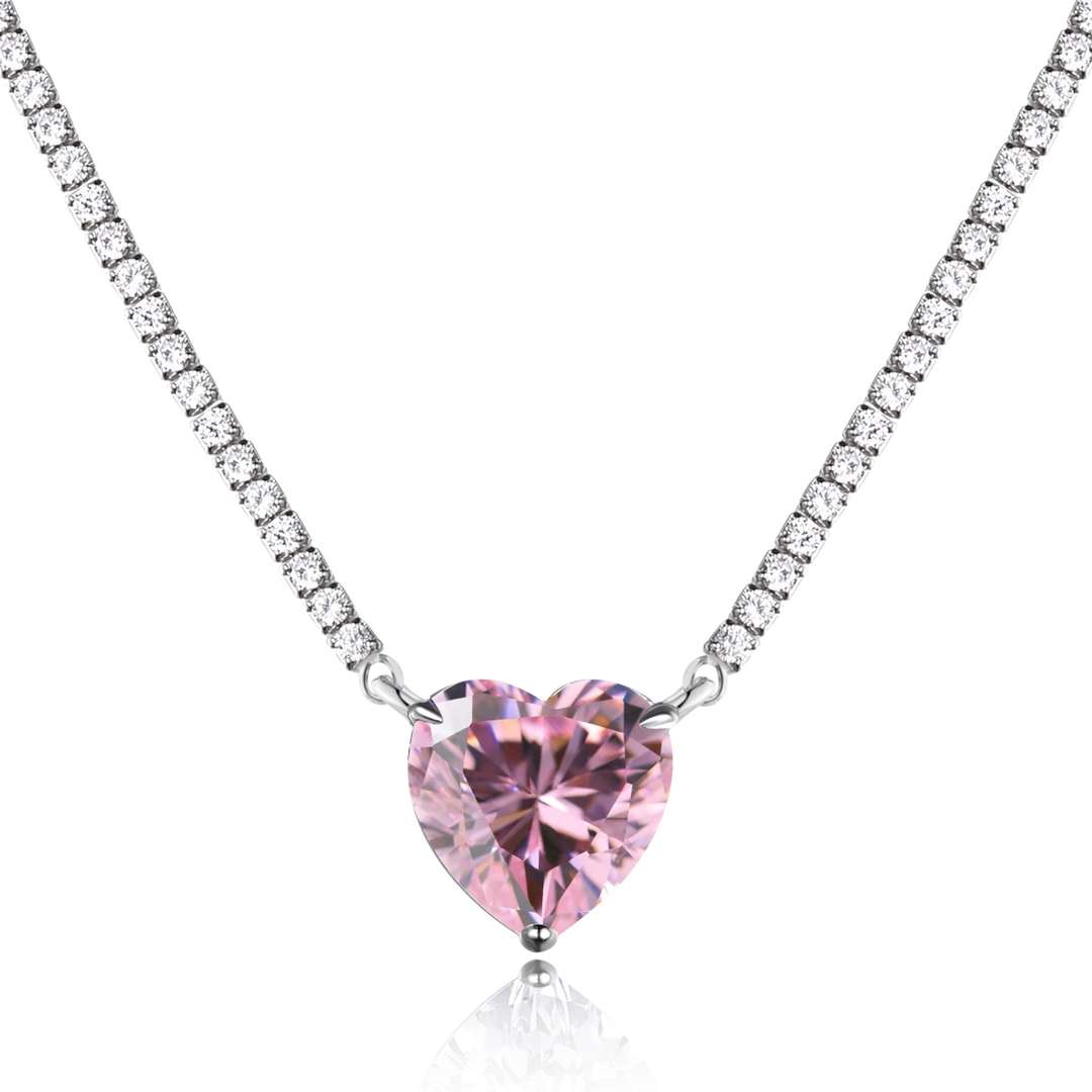 [⭐Lioran Jewelry]8.0 Carat Versatile Colorful Sweet Heart-Shaped Tennis Necklace
