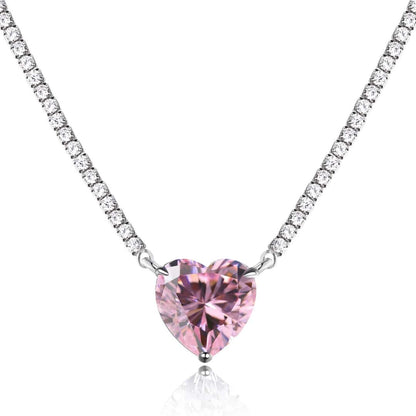 [⭐Lioran Jewelry]8.0 Carat Versatile Colorful Sweet Heart-Shaped Tennis Necklace