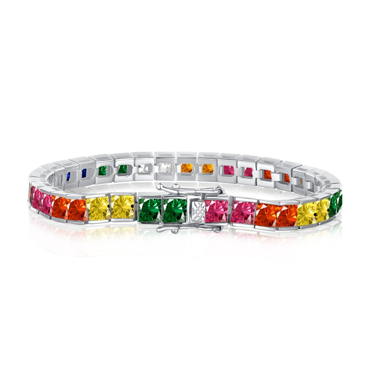 [⭐Lioran Jewelry]Radiant Colorful Princess Cut Tennis Bracelet