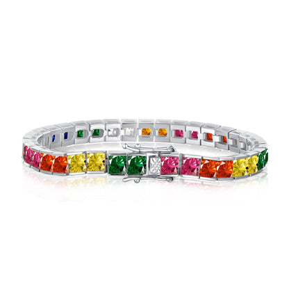 [⭐Lioran Jewelry]Radiant Colorful Princess Cut Tennis Bracelet