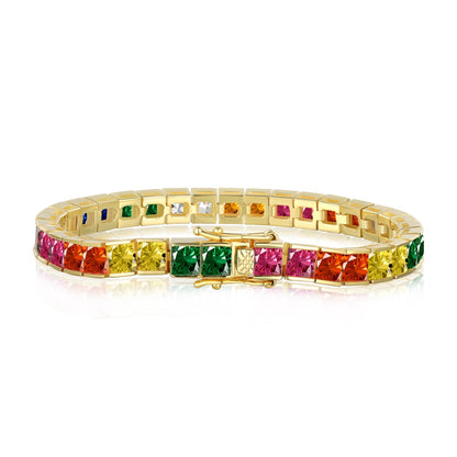 [⭐Lioran Jewelry]Radiant Colorful Princess Cut Tennis Bracelet