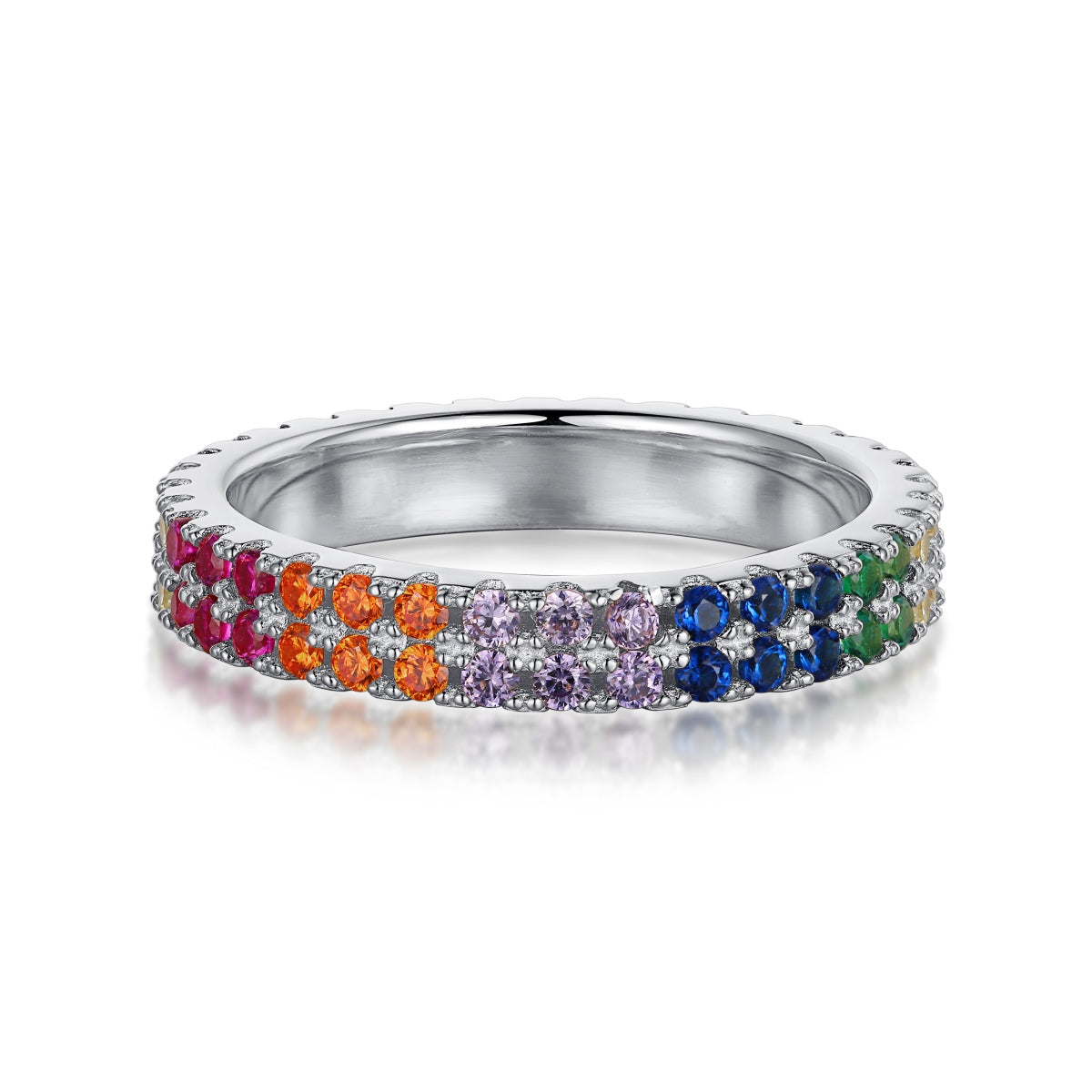 [⭐Lioran Jewelry]Unique Colorful Round Cut Tennis Ring