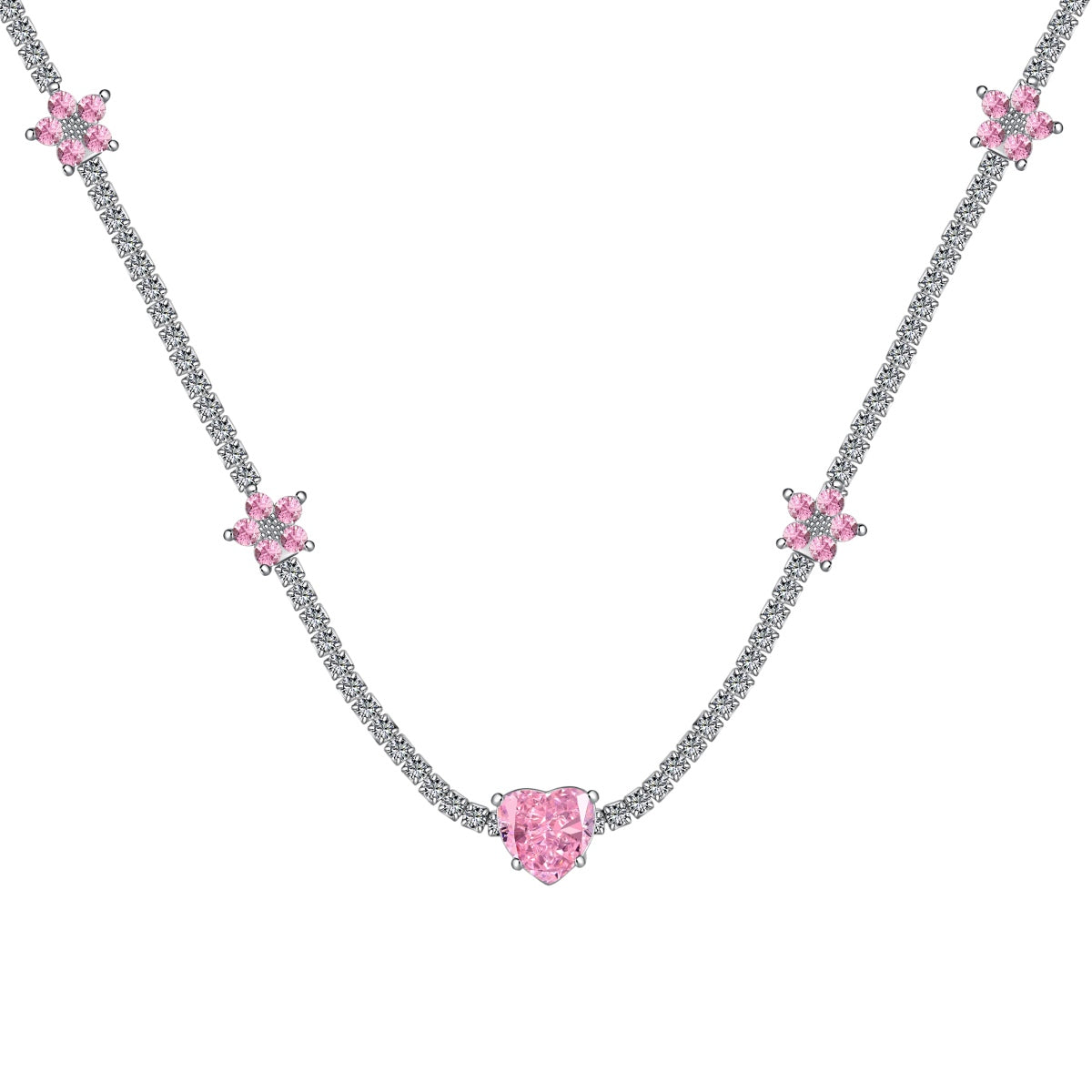 [⭐Lioran Jewelry]Dazzling Pink Heart Flower Necklace