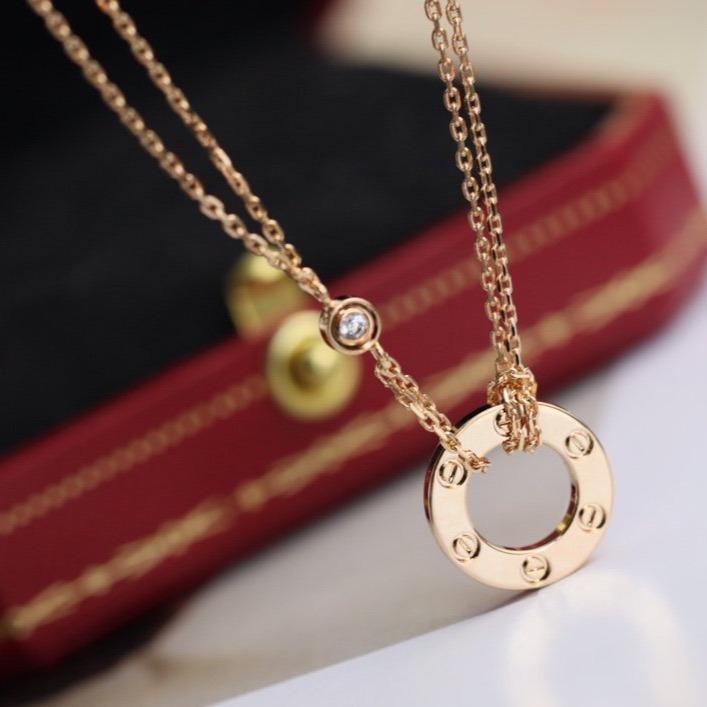 [⭐Lioran]LOVE NECKLACE ADJUSTABLE ROSE GOLD 2 DIAMOND