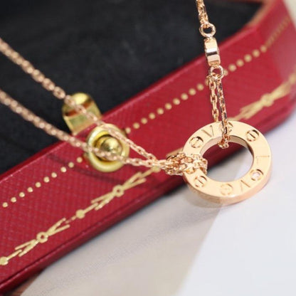 [⭐Lioran]LOVE NECKLACE ADJUSTABLE ROSE GOLD 2 DIAMOND