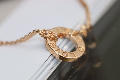 [⭐Lioran]LOVE NECKLACE ADJUSTABLE ROSE GOLD 2 DIAMOND