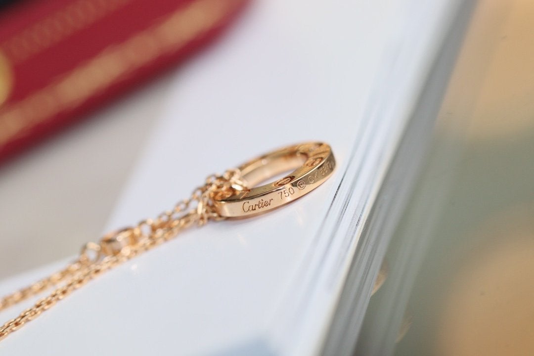 [⭐Lioran]LOVE NECKLACE ADJUSTABLE ROSE GOLD 2 DIAMOND