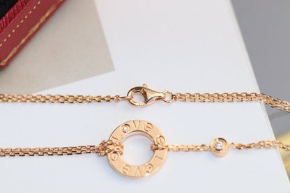 [⭐Lioran]LOVE NECKLACE ADJUSTABLE ROSE GOLD 2 DIAMOND