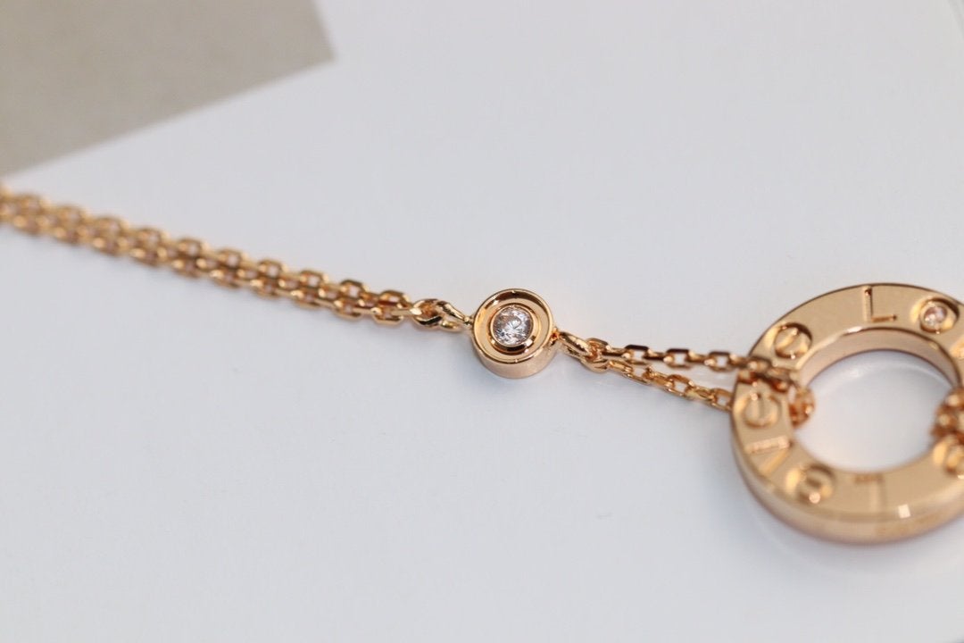 [⭐Lioran]LOVE NECKLACE ADJUSTABLE ROSE GOLD 2 DIAMOND