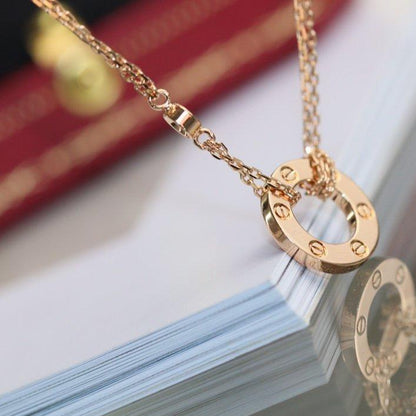 [⭐Lioran]LOVE NECKLACE ADJUSTABLE ROSE GOLD 2 DIAMOND