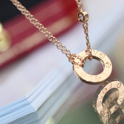 [⭐Lioran]LOVE NECKLACE ADJUSTABLE ROSE GOLD 2 DIAMOND