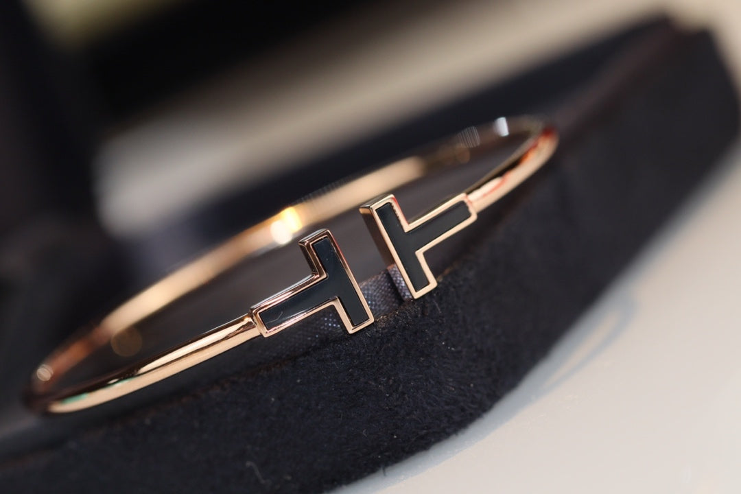 [Lioran]T BRACELET 1.8MM ONYX PINK GOLD