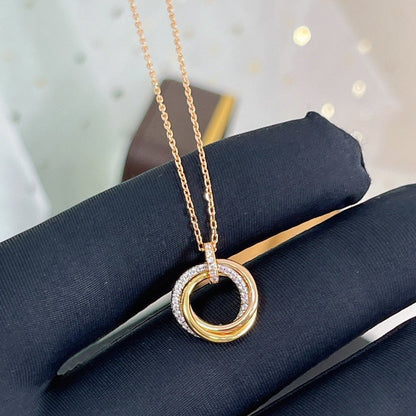 [⭐Lioran]TRINITY NECKLACE SILVER GOLD PINK GOLD DIAMONDS