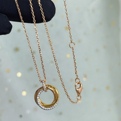 [⭐Lioran]TRINITY NECKLACE SILVER GOLD PINK GOLD DIAMONDS