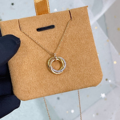 [⭐Lioran]TRINITY NECKLACE SILVER GOLD PINK GOLD DIAMONDS