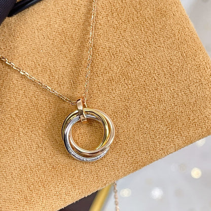 [⭐Lioran]TRINITY NECKLACE SILVER GOLD PINK GOLD DIAMONDS