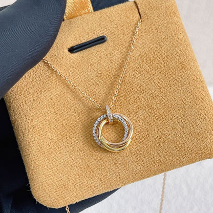 [⭐Lioran]TRINITY NECKLACE SILVER GOLD PINK GOLD DIAMONDS