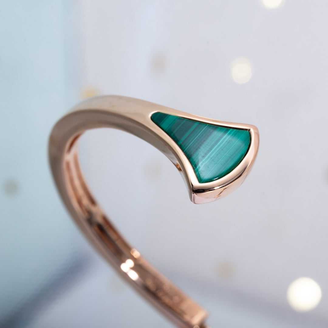 [⭐Lioran]DREAM BRACELET OPEN MALACHITE PINK GOLD