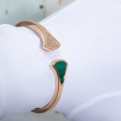 [⭐Lioran]DREAM BRACELET OPEN MALACHITE PINK GOLD