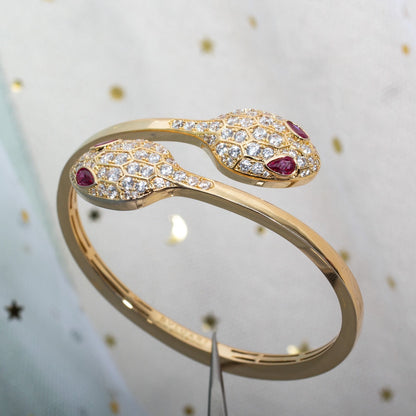 [⭐Lioran]SERPENTI BRACELET PINK GOLD DIAMOND DOUBLE SNAKE