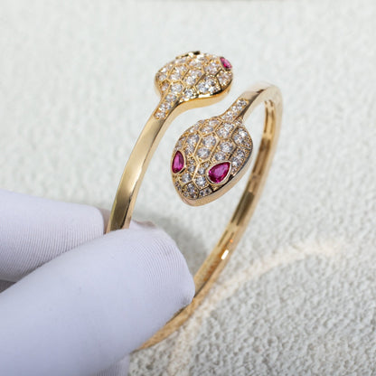 [⭐Lioran]SERPENTI BRACELET PINK GOLD DIAMOND DOUBLE SNAKE