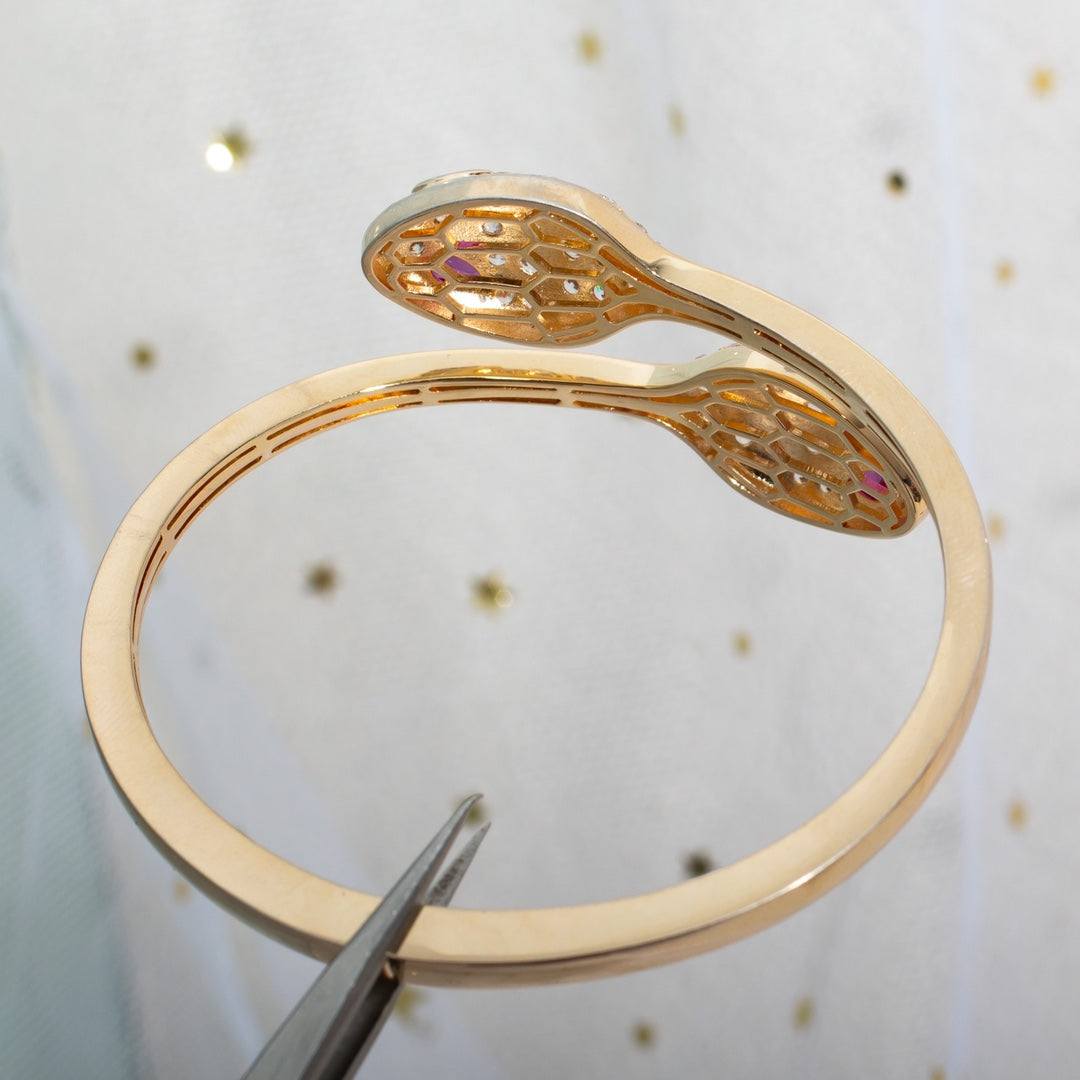 [⭐Lioran]SERPENTI BRACELET PINK GOLD DIAMOND DOUBLE SNAKE