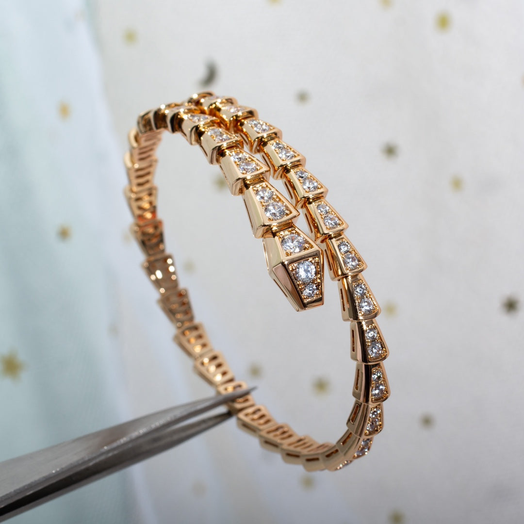 [⭐Lioran]SERPENTI BRACELET 6.8MM PINK GOLD DIAMOND