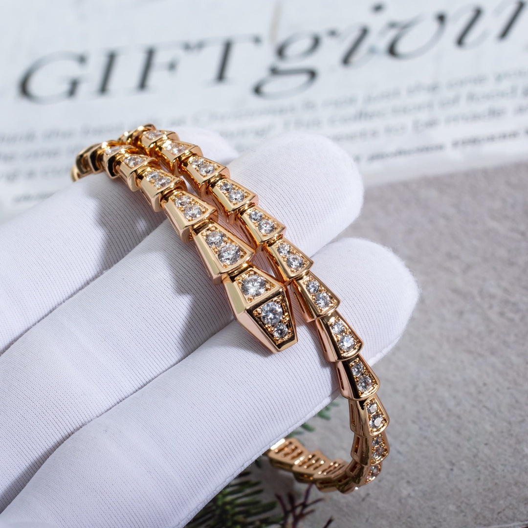 [⭐Lioran]SERPENTI BRACELET 6.8MM PINK GOLD DIAMOND