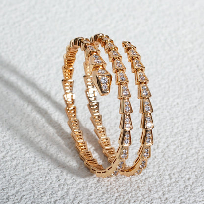 [⭐Lioran]SERPENTI BRACELET PINK GOLD DIAMOND DOUBLE ROW