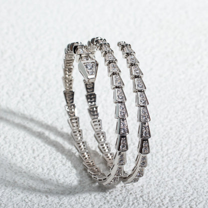 [⭐Lioran]SERPENTI BRACELET SILVER DIAMOND DOUBLE ROW