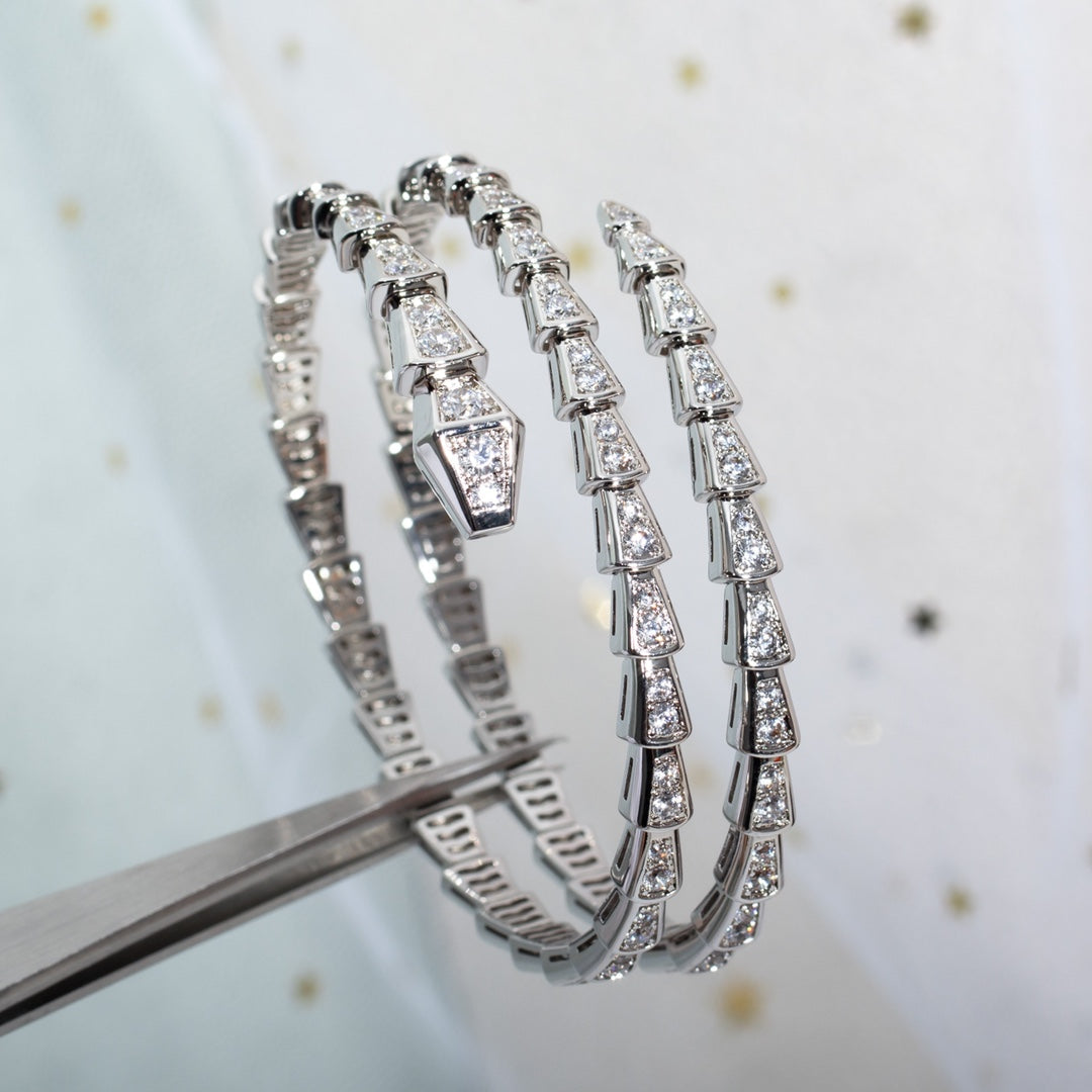 [⭐Lioran]SERPENTI BRACELET SILVER DIAMOND DOUBLE ROW