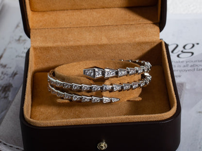 [⭐Lioran]SERPENTI BRACELET SILVER DIAMOND DOUBLE ROW