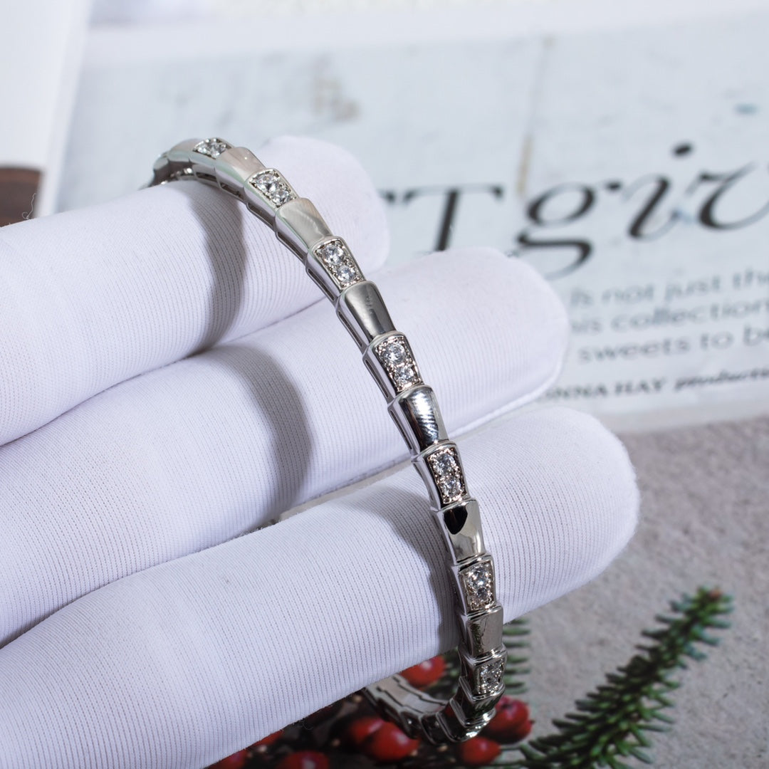 [⭐Lioran]SERPENTI BRACELET SILVER DIAMOND