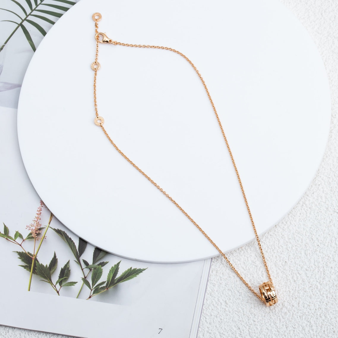 [⭐Lioran]PARENTESI NECKLACE PINK GOLD