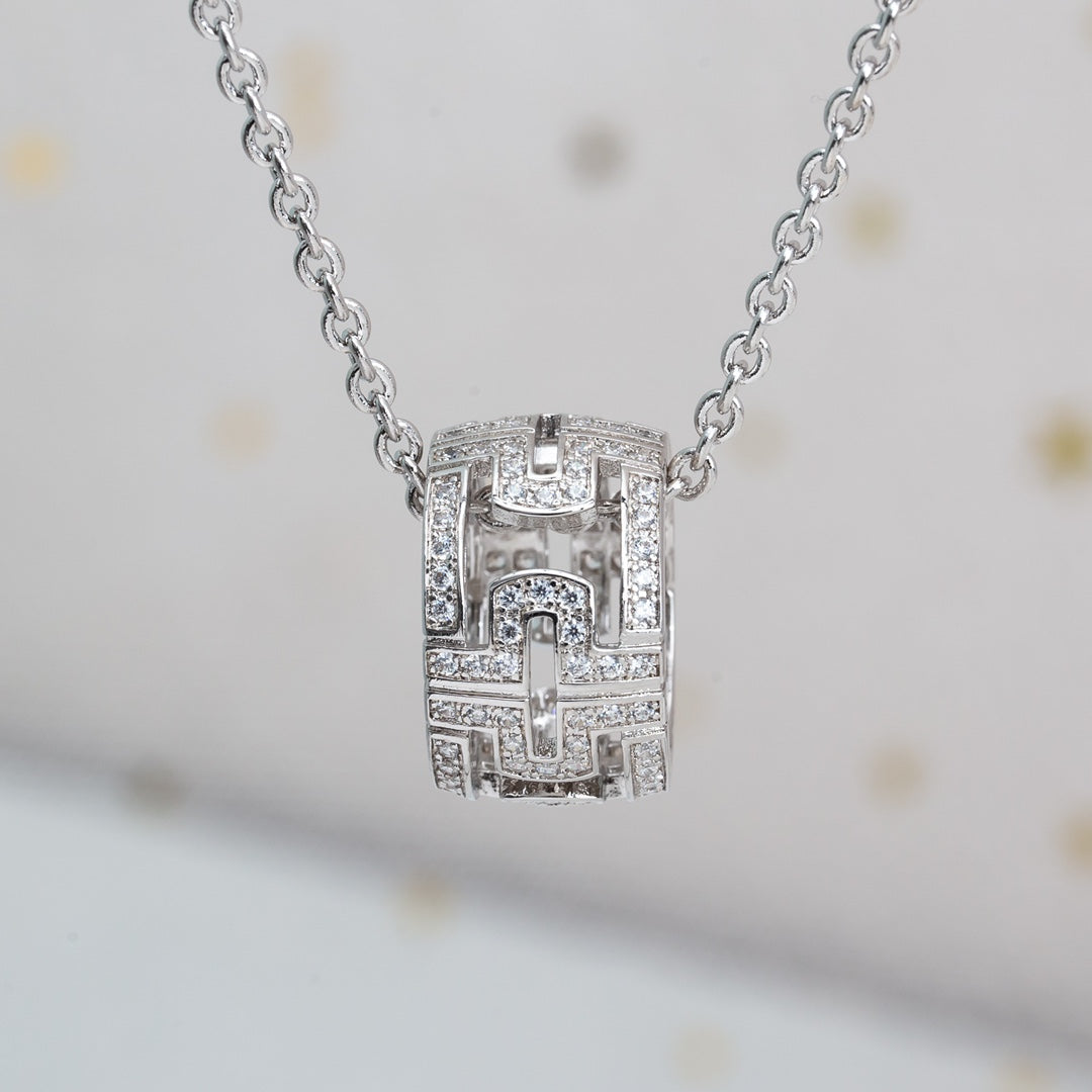 [⭐Lioran]PARENTESI NECKLACE SILVER DIAMOND