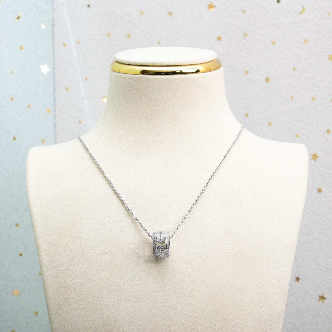 [⭐Lioran]PARENTESI NECKLACE SILVER DIAMOND